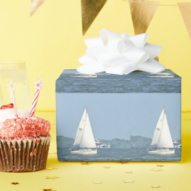 Sailboat Photo Wrapping Papper Presentpapper (Födelsedagsfest)