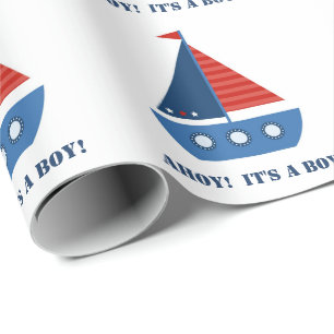 Sailboat Pojke Shower Wrapping Papper Presentpapper