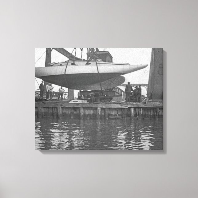Sailboat Repair Circa 1910 Chicago River Boating b Canvastryck (Framsida)