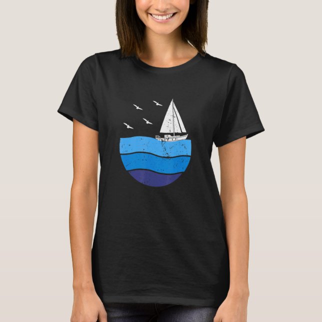 Sailboat Sailboat Solset Boat Kapten Sailing T Shirt (Framsida)