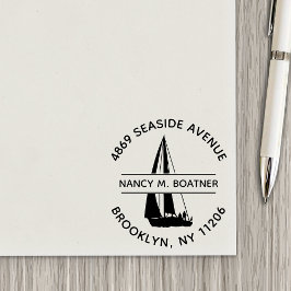 Sailboat Sailing Returadress Self Inking Frimärke Självfärgande Stämpel