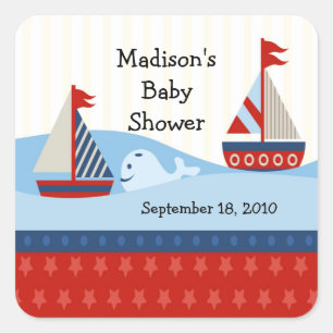 Sailboat Shower Square Sticker! Fyrkantigt Klistermärke