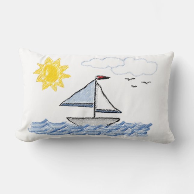 Sailboat Sketch Digital Art Lumbarkudde (Framsida)