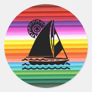 Sailboat Sticker Runt Klistermärke