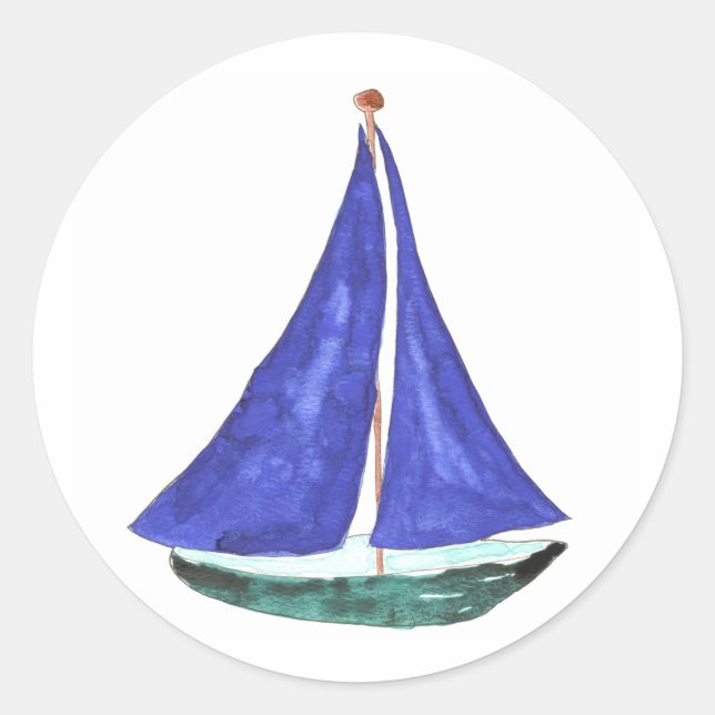 Sailboat Sticker Runt Klistermärke (Framsida)