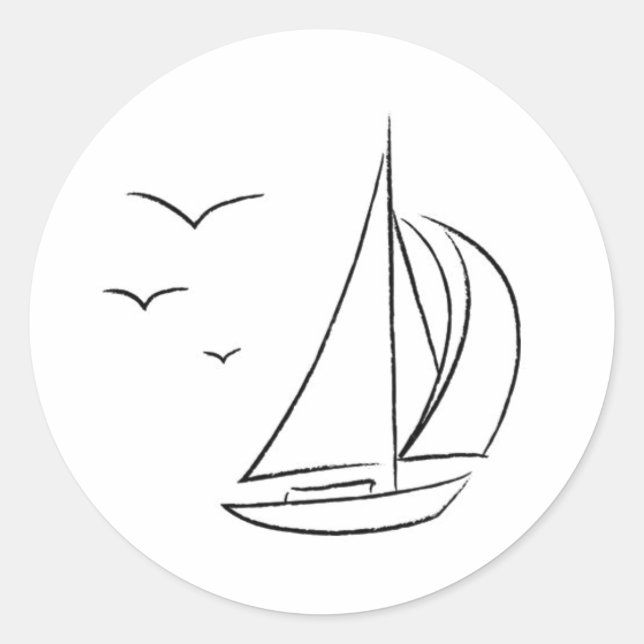 Sailboat Stickers Runt Klistermärke (Framsida)