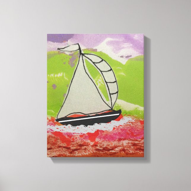 Sailboat Stripe Jib Canvastryck (Framsida)
