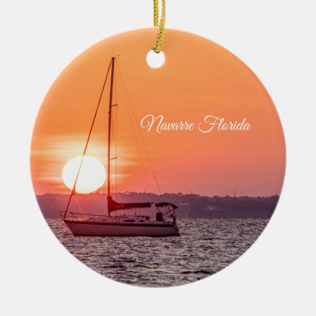 Sailboat Sunrise Circle Ornament (Framsidan)