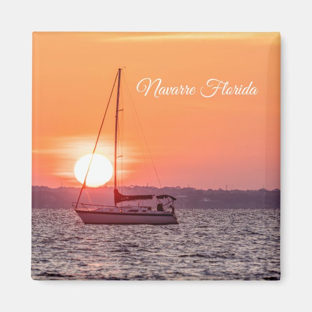 Sailboat Sunrise Square Magnet (Framsidan)