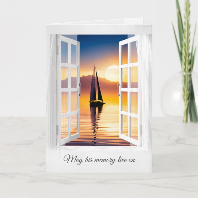 Sailboat Sunset In Window Sympathy Kort (Framsida)