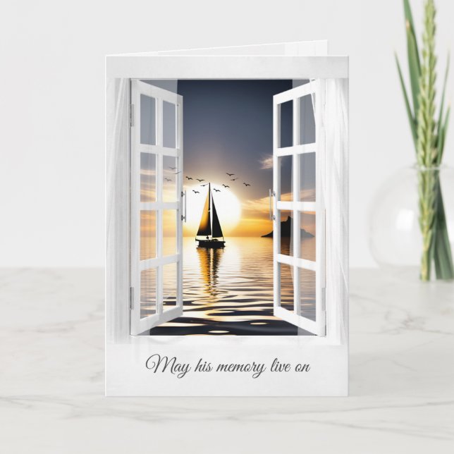 Sailboat Sunset In Window Sympathy Kort (Framsida)