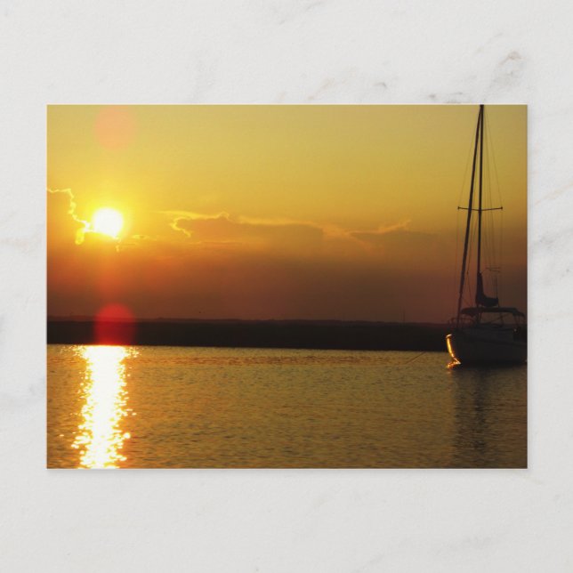 Sailboat Sunset Postcard Vykort (Framsida)