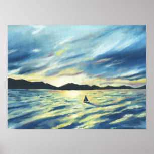 Sailboat Sunset Poster