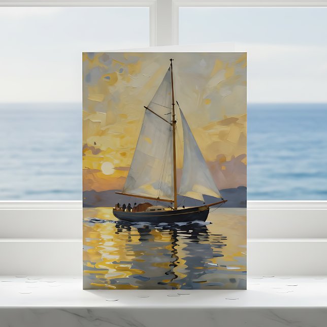 Sailboat Themed Happy Birthday Kort (Skapare uppladdad)