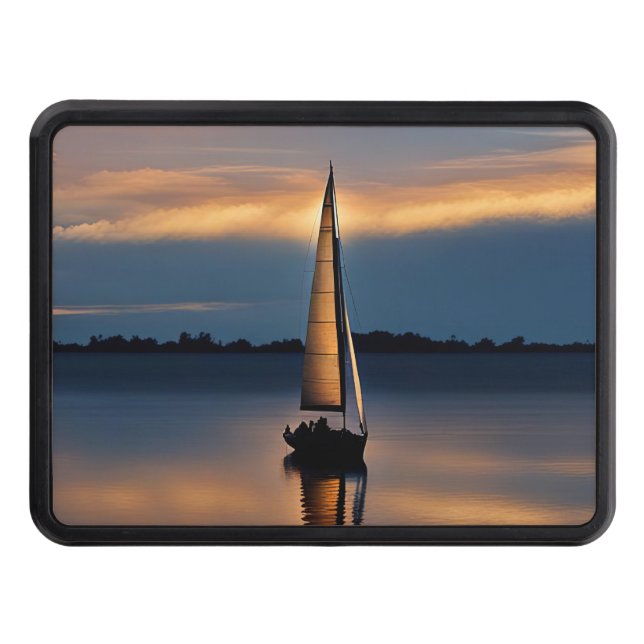 Sailboat Trailer Hitch Cover in Sunset Dragkroksskydd (Framsidan)