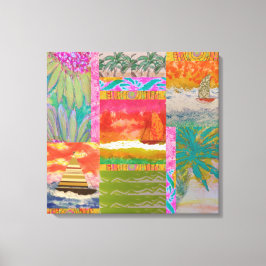 Sailboat Tropical Abstrakt Stretched Kanvastryck