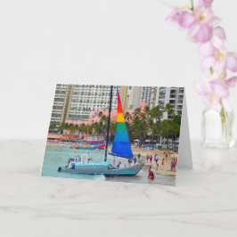 Sailboat, Waikiki Beach, Oahu Card Kort