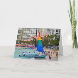 Sailboat, Waikiki Beach, Oahu Card Kort