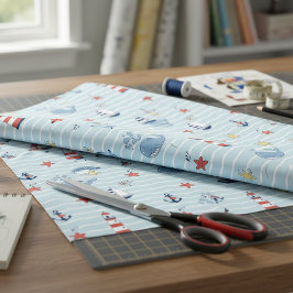 Sailboat, Wave and Whale Pattern ID1228 Tyg