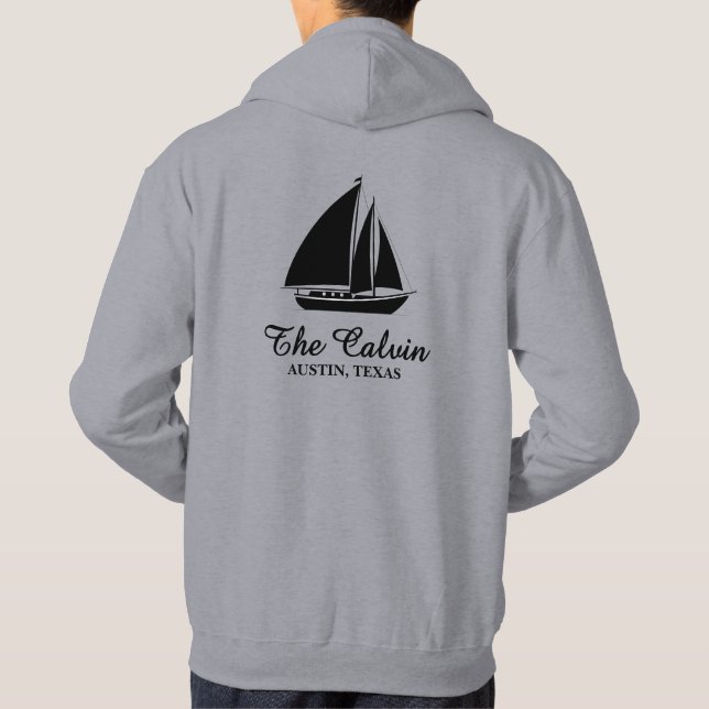 Sailboat with Name Hoodie (Baksida)