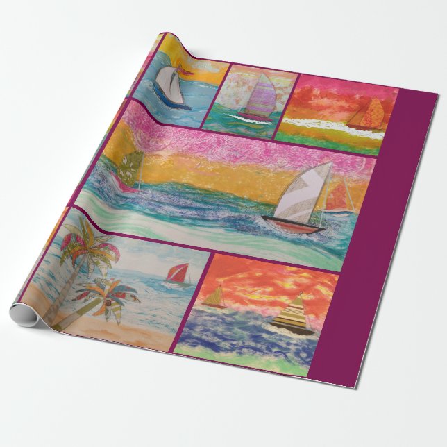 Sailboat Wrapping Paper Presentpapper (Utrullad)