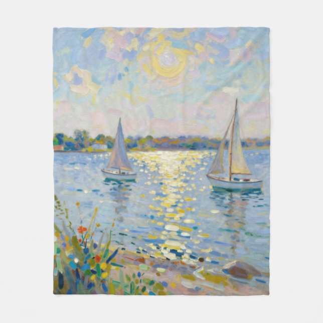 Sailboats New England Summer Fleecefilt (Framsidan)