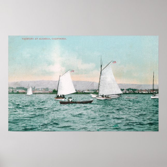 Sailboats off Alameda BeachAlameda, CA Poster (Framsidan)