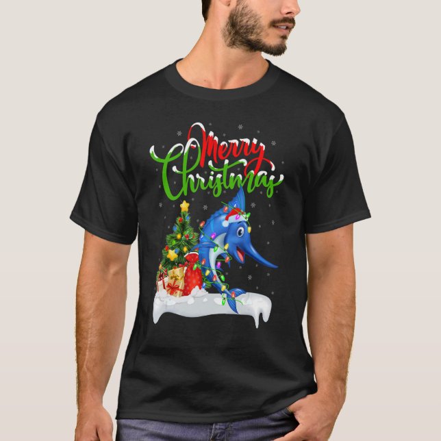 Sailfish   Xmas Decorations Santa Sailfish Christm T Shirt (Framsida)