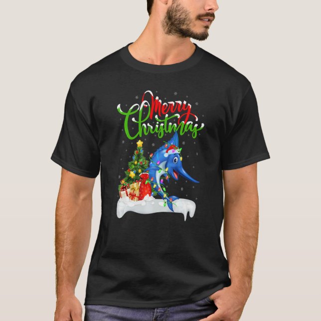 Sailfish  Xmas Decorations Santa Sailfish Christma T Shirt (Framsida)