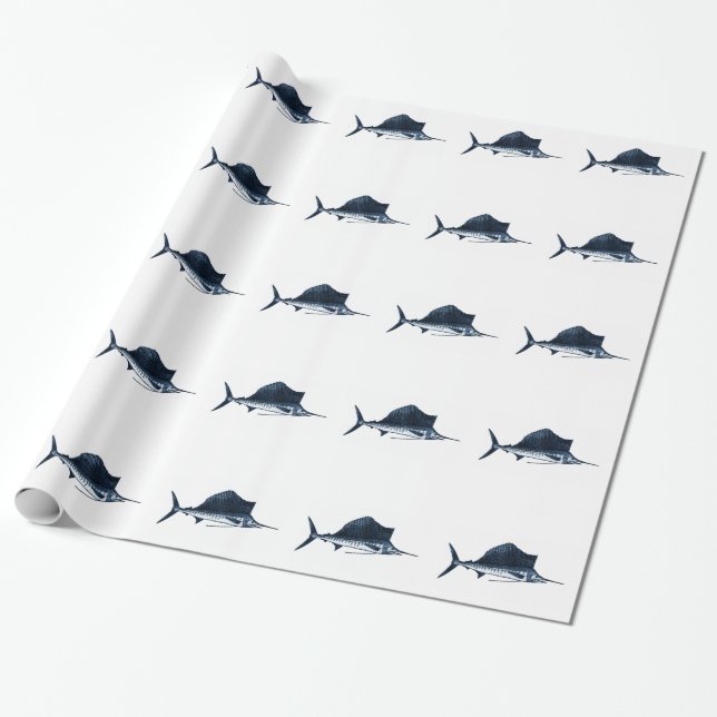 Sailfishmönster Presentpapper (Utrullad)