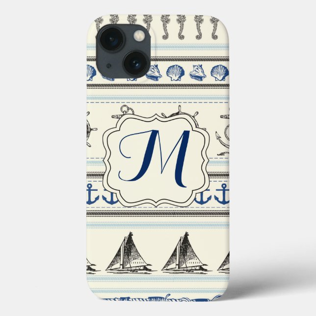Sailing Anchor Nautical Monogram Samsung 4 Fodral (Baksida)