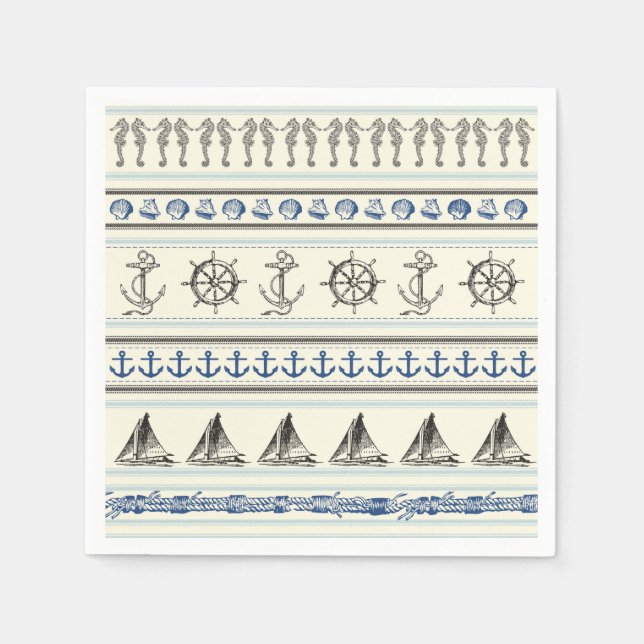 Sailing Anchor Nautical Rope Knot Sail Napkins Pappersservett (Framsidan)