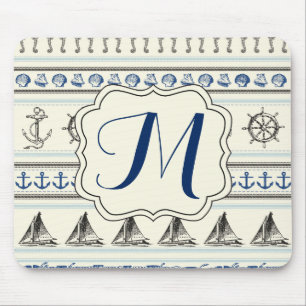 Sailing Anchor Nautical Rope Monogram Mouse Pad Musmatta
