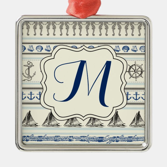 Sailing Anchor Nautical Rope Monogram Ornament (Framsidan)
