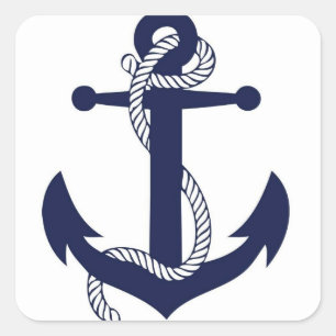 Sailing Anchor Navy Fyrkantigt Klistermärke