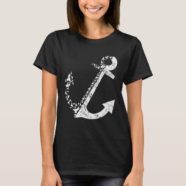 Sailing Anchor Seagull Sailor Navigator Coast Sea  T Shirt (Framsida)