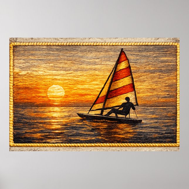 Sailing at Sunset Canvas Wall Art  Poster (Framsidan)