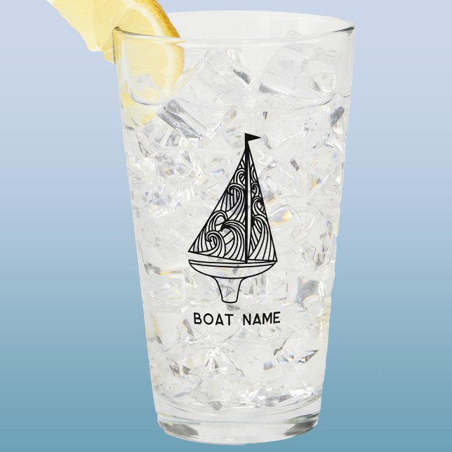 Sailing Boat Namn Glaskopp (Sailing boat name custom text modern beer or drinks glass)