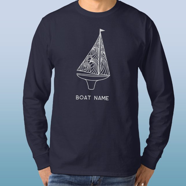Sailing Boat Namn Nautical T Shirt (Sailing boat or yacht t-shirt with custom personalized name)