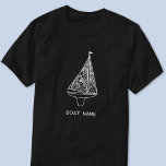 Sailing Boat Namn Nautical T Shirt<br><div class="desc">Lägg till din båt namn (eller en persons namn om du föredrar det) till denna moderna blå och vita segelbåtskonstruktion. Perfekt för en båt,  ett strandhus i sjö eller för någon som färdas i kärlek.</div>