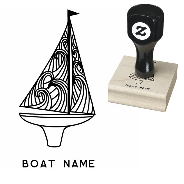 Sailing Boat Namn Stämpel (Sail boat and custom boat name sailing rubber stamp)