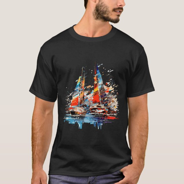 Sailing Boat Sea World Ocean Beauty Discovery Art T Shirt (Framsida)