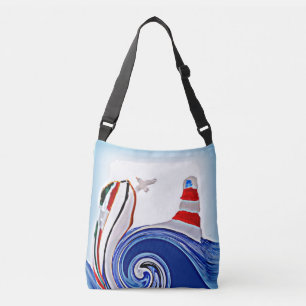 Sailing Boat Stormy Seas, fyr Nautisk konst Axelväska