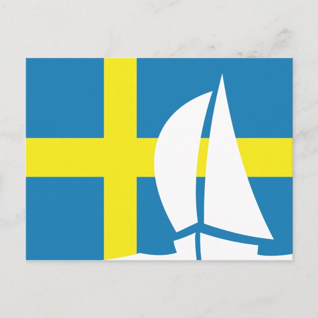 Sailing Boat Sverige Nautical Flagga Vykort (Framsida)
