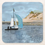 SAILING BOAT UNDERLÄGG PAPPER KVADRAT<br><div class="desc">En konstdesign av två manar som seglar under eftermiddag.</div>