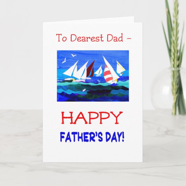 Sailing Boats Fars dag Card - Dearest Pappa Kort (Framsida)
