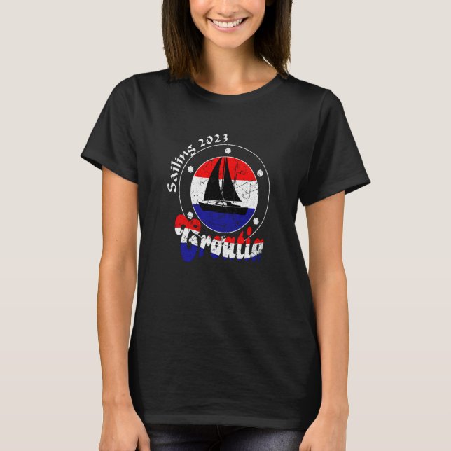 Sailing Croatia 2023 Sailing Boat Sea T Shirt (Framsida)