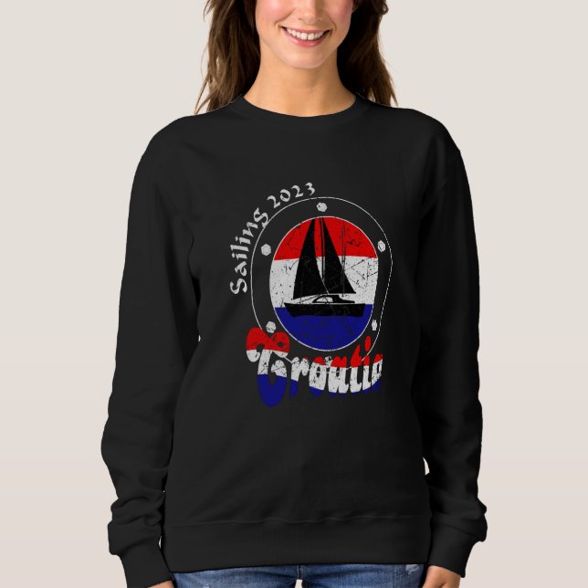 Sailing Croatia 2023 Sailing Boat Sea T Shirt (Framsida)