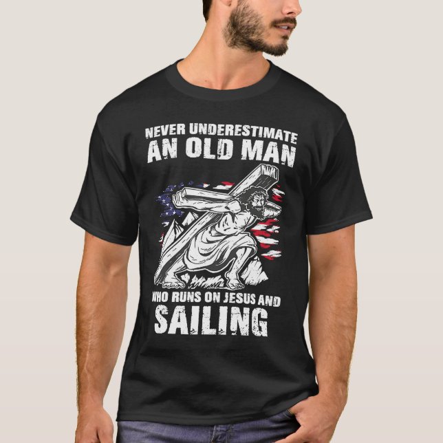 Sailing Dad Christian Sail Grandpa T Shirt (Framsida)