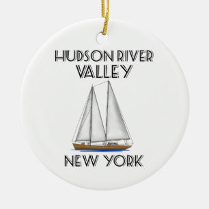 Sailing Hudson River New York Julgransprydnad Keramik